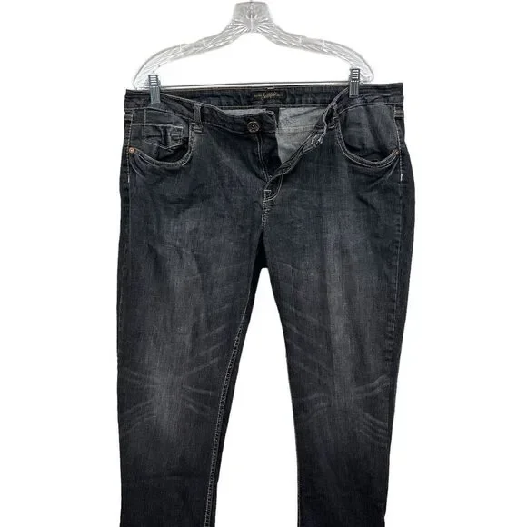 South Pole Jeans Stretch Tapered Leg Rhinestone Pockets Zip Fly Black Women 17* - Picture 3 of 6